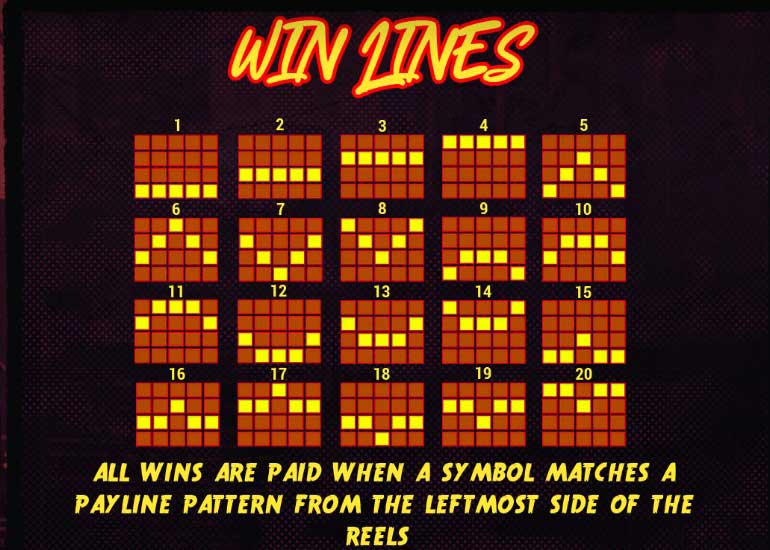 Rumble Mutts slot game win lines